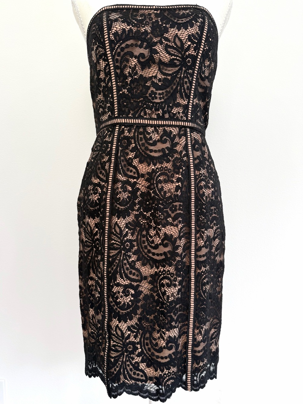 Aidan Mattox Strapless Lace Illusion Dress Black Size 4